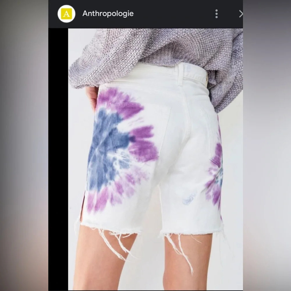 NWT Anthropologie Edwin high rise tie dye white denim size 24 sunset